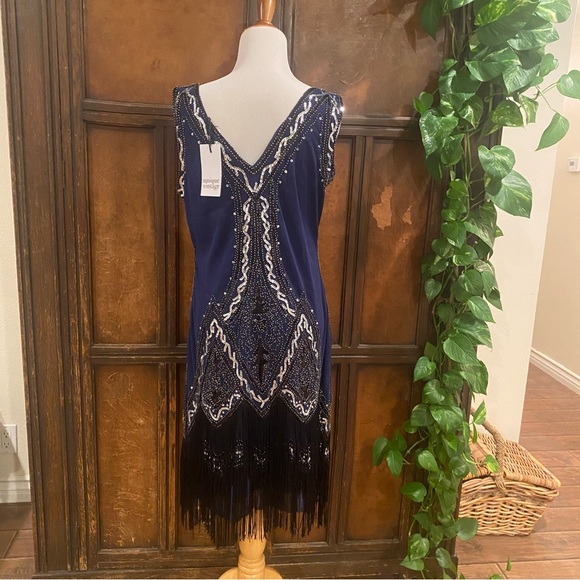 Unique Vintage Fringe Beaded Flapper Dress large - Picture 4 of 15